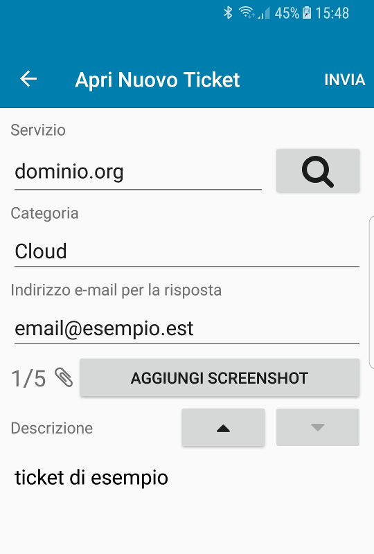 Apri Nuovo Ticket - App ServerMate