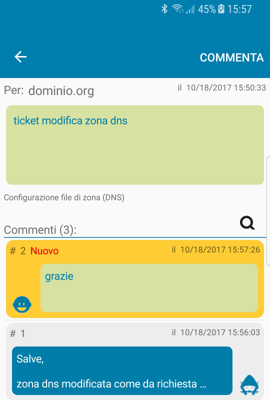 Elenco Commenti - App ServerMate