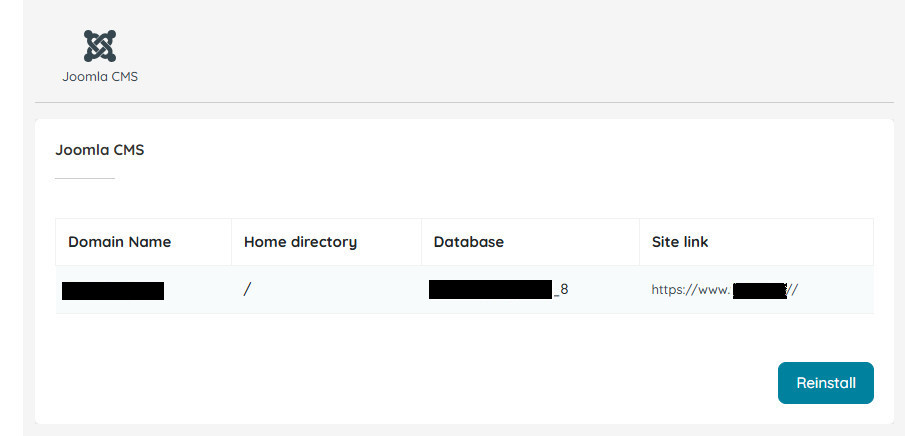 Installazione Joomla: riepilogo installazione