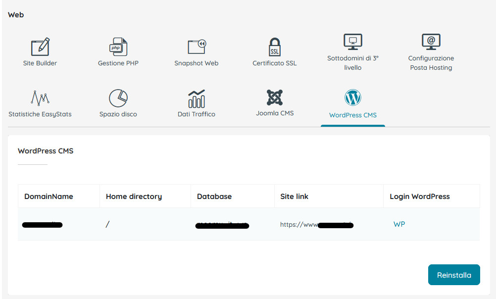 Installazione Wordpress: riepilogo installazione
