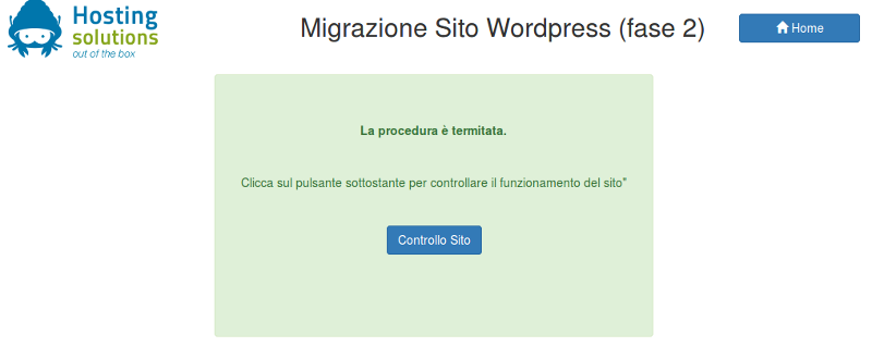 migration tool sito e DB: Controllo sito