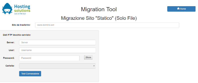 migrazione sito web: FTP sorgente