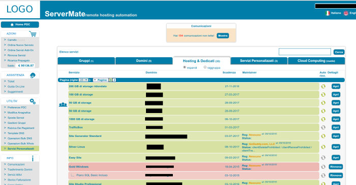 Dashboard for Resellers of Customised Services