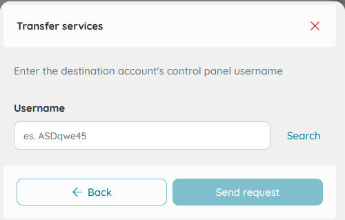 Send Request popup
