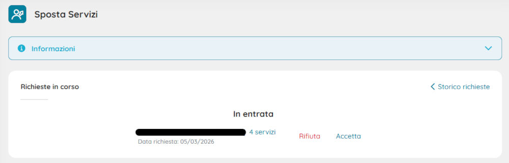 Accetta/Rifiuta Sposta Servizi
