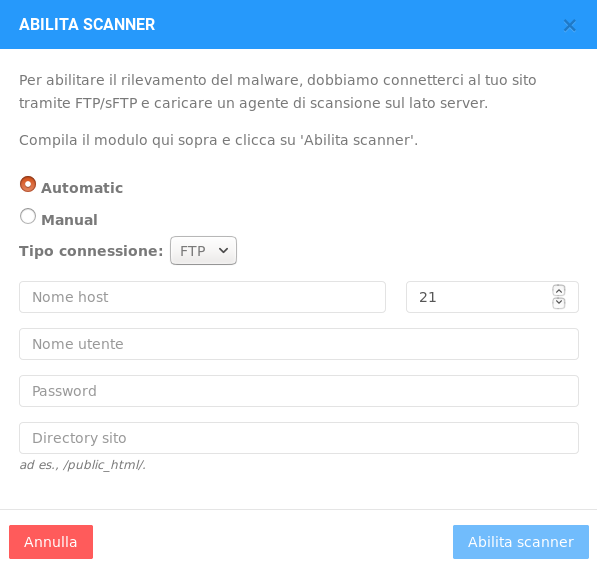 Scansione Malware Automatica Sicurezza Web