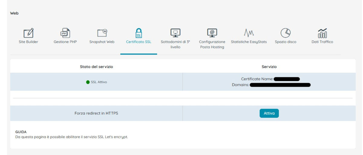 Certificato SSL attivato